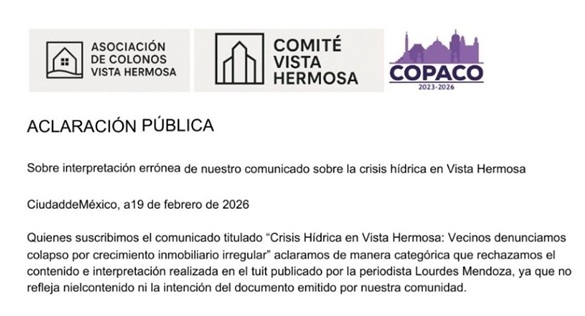 Acusan Colonos de Vista Hermosa mala interpretación de su comunicado